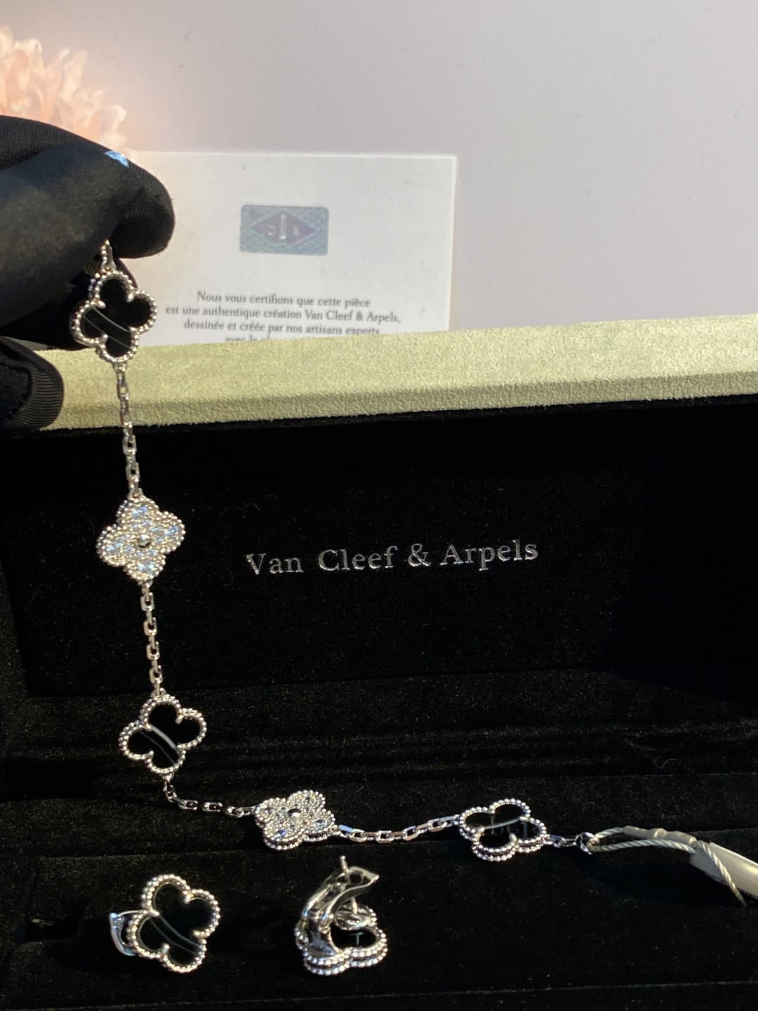 Van Cleef & Arpels Alhambra Earrings and Necklace Set